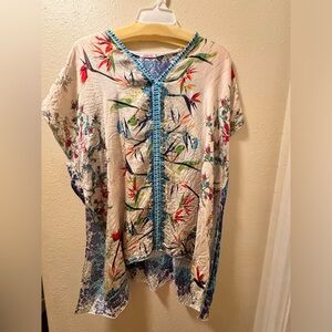Johnny Was Silk Poncho Top